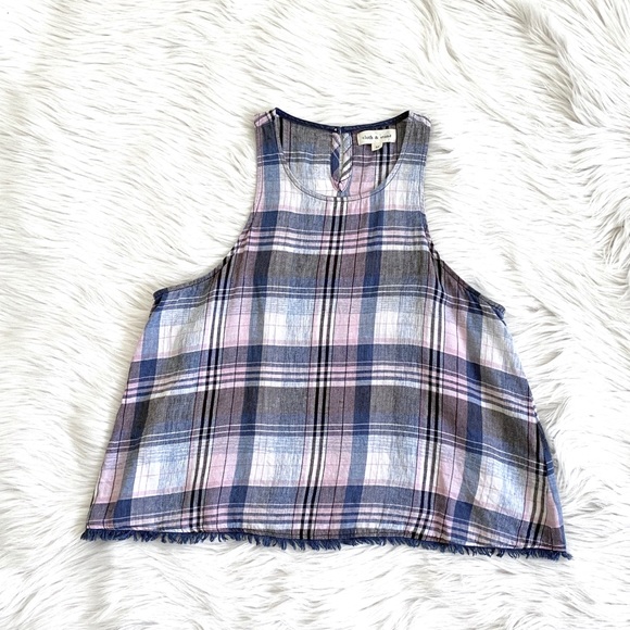 Anthropologie Cloth & Stone Plaid Fringe Tank - Picture 3 of 6
